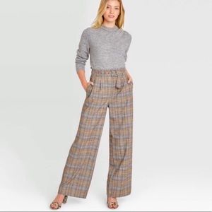 👍NWT high rise wide leg plaid pants size 6